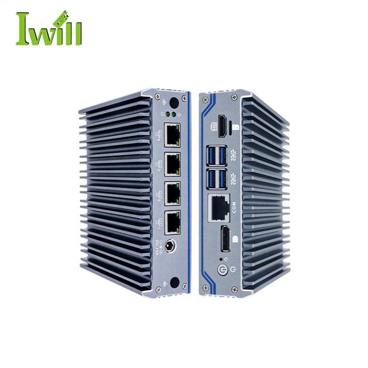 Computer senza ventola J4125 Mini PC 4 Lan